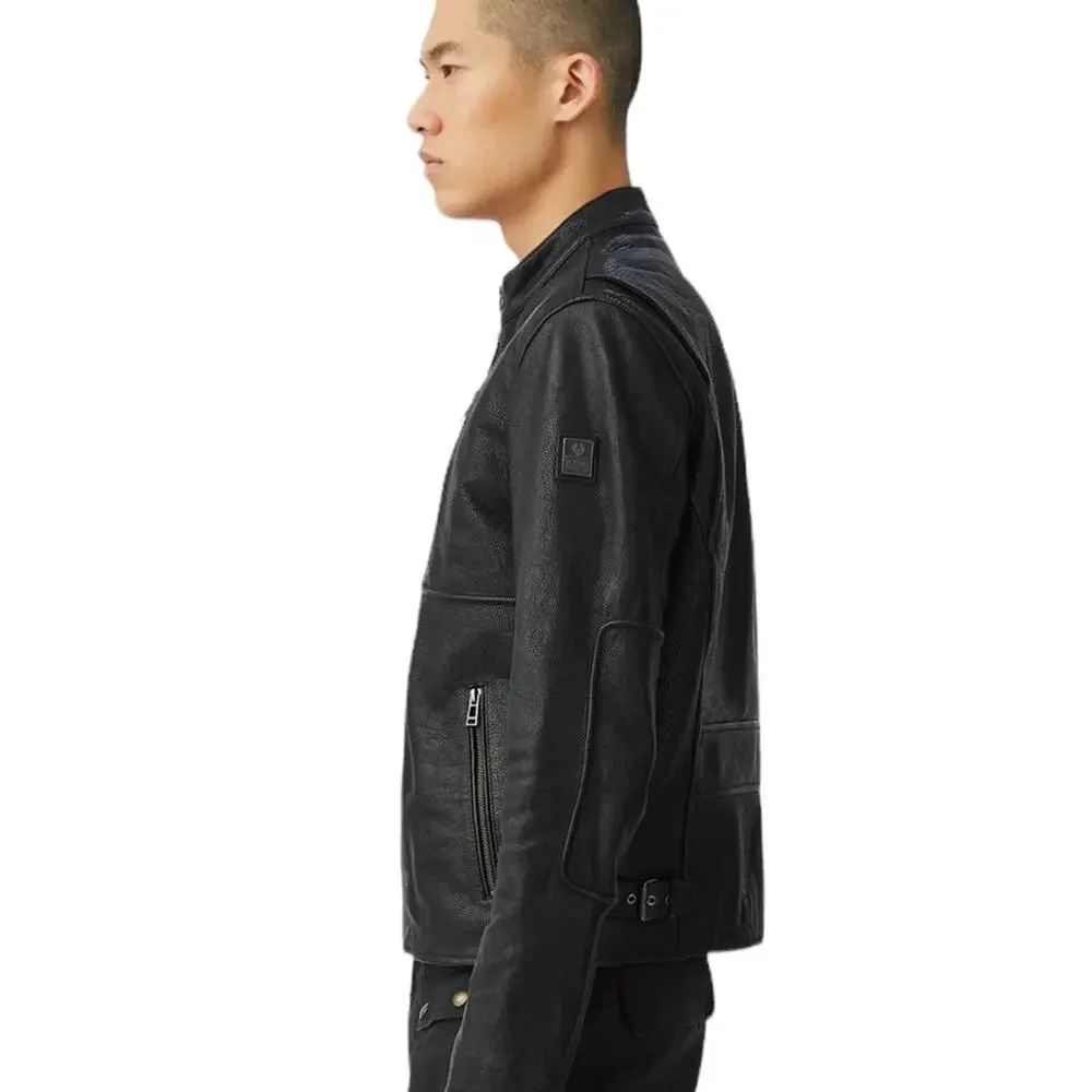 Belstaff Long Way Up Montana moto jacket Grain Leather black Sz 36